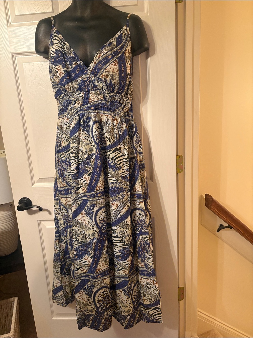 Blue Paisley Spaghetti-Strap Maxi Dress - Women's Summer Style